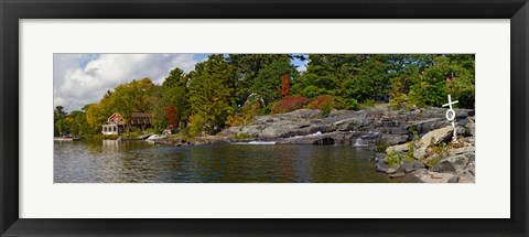 Framed Trees at the riverside, Moon River, Bala, Muskoka, Ontario, Canada Print