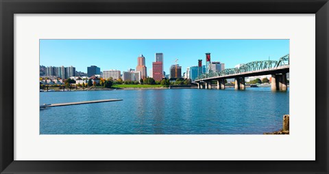 Framed Hawthorne Bridge across the Willamette River, Portland, Multnomah County, Oregon Print