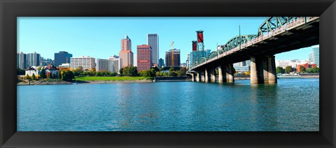 Framed Willamette River, Portland, Multnomah County, Oregon Print