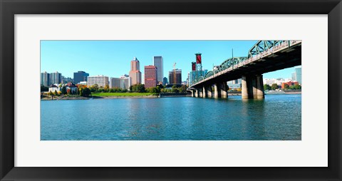 Framed Willamette River, Portland, Multnomah County, Oregon Print