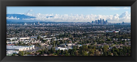 Framed City with mountain range in the background, Mid-Wilshire, Los Angeles, California, USA Print