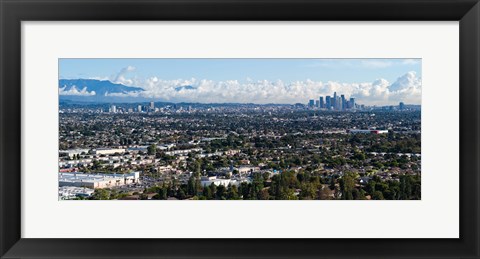 Framed City with mountain range in the background, Mid-Wilshire, Los Angeles, California, USA Print