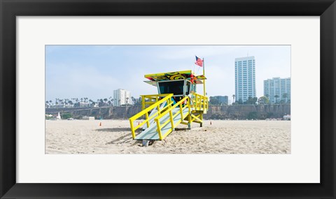 Framed Lifeguard Station on the beach, Santa Monica Beach, Santa Monica, California, USA Print