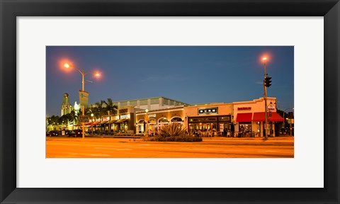 Framed Night scene of Downtown Culver City, Culver City, Los Angeles County, California, USA Print