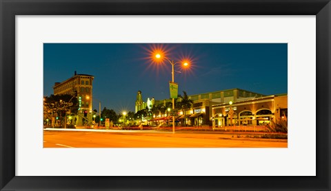 Framed Night scene Culver City, Los Angeles County, California, USA Print