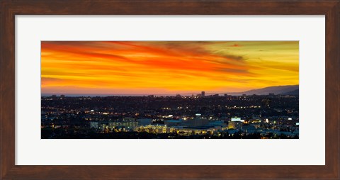 Framed Cityscape at dusk, Sony Studios, Culver City, Santa Monica, Los Angeles County, California, USA Print