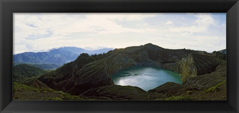 Framed Volcanic lake on a mountain, Mt Kelimutu, Flores Island, Indonesia Print