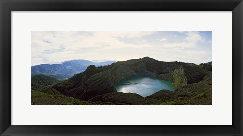 Framed Volcanic lake on a mountain, Mt Kelimutu, Flores Island, Indonesia Print