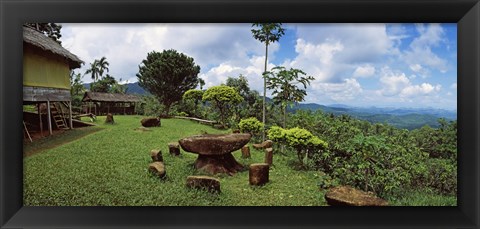 Framed Stone table with seats, Flores Island, Indonesia Print