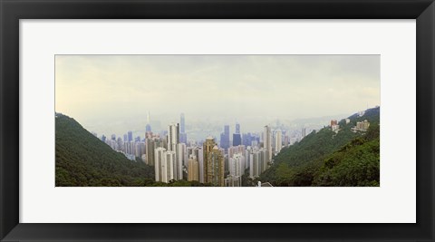 Framed Skyscrapers in a city, Hong Kong, China Print