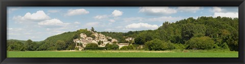 Framed Village at hillside, Rochegude, Languedoc-Roussillon, France Print