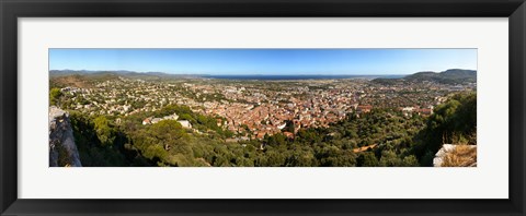 Framed High angle view of a town, Hyeres-les-palmiers, Cote D&#39;Azur, Provence-Alpes-Cote D&#39;Azur, France Print