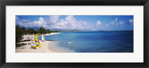 Framed High angle view of the beach, Kailua Beach, Oahu, Hawaii, USA Print