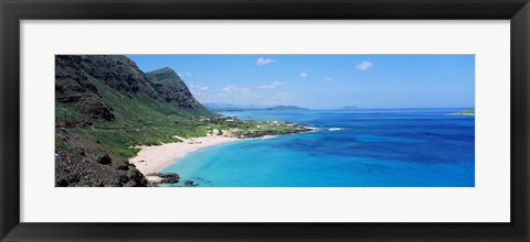 Framed High angle view of a coast, Makapuu, Oahu, Hawaii, USA Print