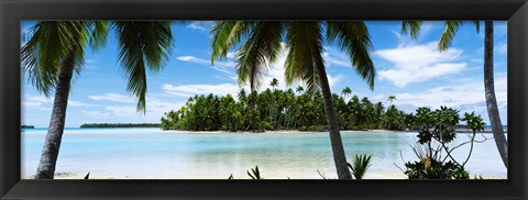 Framed Palm trees on the beach, Rangiroa Atoll, French Polynesia Print