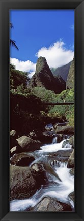 Framed Stream flowing through a valley, Iao Needle, Iao Valley, Wailuku, Maui, Hawaii, USA Print