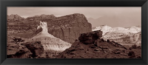 Framed Capitol Reef National Park, Utah (black &amp; white) Print