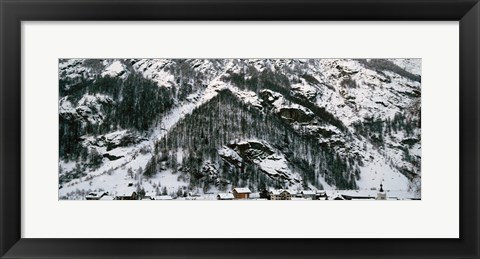 Framed Houses in a village in winter, Tasch, Valais Canton, Switzerland Print
