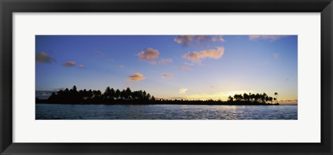 Framed Motus at Sunset, Bora Bora, Society Islands, French Polynesia Print