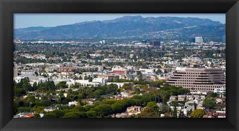 Framed High angle view of a city, Culver City, Santa Monica Mountains, Los Angeles County, California, USA Print