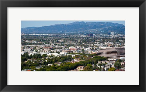 Framed High angle view of a city, Culver City, Santa Monica Mountains, Los Angeles County, California, USA Print