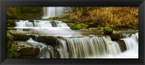 Framed Waterfalls in a forest, Scaleber Force, Yorkshire Dales, North Yorkshire, England Print