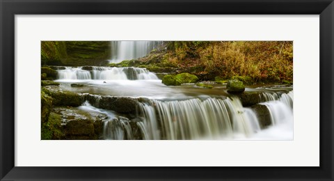 Framed Waterfalls in a forest, Scaleber Force, Yorkshire Dales, North Yorkshire, England Print