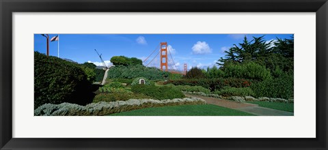 Framed Suspension bridge, Golden Gate Bridge, San Francisco Bay, San Francisco, California, USA Print