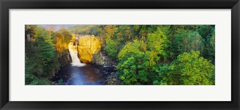 Framed Waterfall in a forest, High Force, River Tees, Teesdale, County Durham, England Print