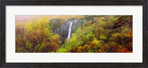 Framed Waterfall in autumn, Eas Mor, Allt Coire Na Banachdich, Glen Brittle, Isle Of Skye, Inner Hebrides, Scotland Print