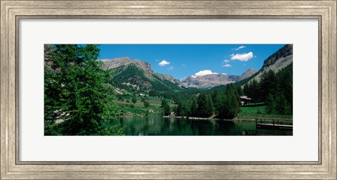 Framed Reflection of trees in a lake, Estenc Valley, French Riviera, France Print