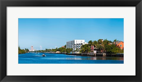 Framed Motorboats on Intracoastal Waterway looking towards Boca Raton, Florida, USA Print