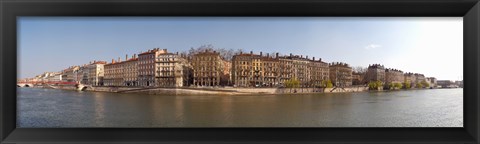 Framed Quai du Marechal Joffre along the Saone River, Lyon, Rhone, Rhone-Alpes, France Print