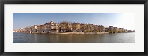 Framed Quai du Marechal Joffre along the Saone River, Lyon, Rhone, Rhone-Alpes, France Print