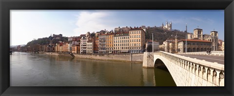 Framed Bonaparte Bridge over the Saone River, Lyon, Rhone, Rhone-Alpes, France Print