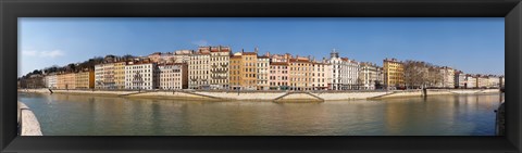 Framed Buildings at the waterfront, Saone River, Lyon, Rhone, Rhone-Alpes, France Print