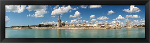 Framed Three towers at the port of La Rochelle, Charente-Maritime, Poitou-Charentes, France Print