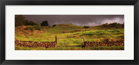 Framed Stone wall in a field, Kula, Maui, Hawaii, USA Print