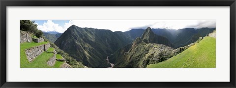 Framed High angle view of a valley, Machu Picchu, Cusco Region, Peru Print