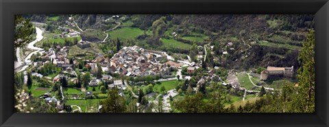 Framed High angle view of a town, Annot, Alpes-de-Haute-Provence, Provence-Alpes-Cote d&#39;Azur, France Print