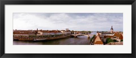 Framed Buildings at the waterfront, Chalon-Sur-Saone, Saone-Et-Loire, Burgundy, France Print