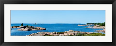 Framed Rock formations in a lake, Killarney, Georgian Bay, Ontario, Canada Print