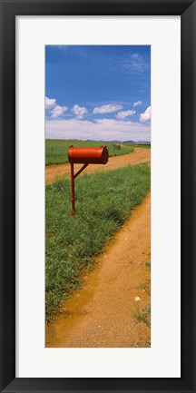 Framed Red mailbox at the roadside, San Rafael Valley, Arizona, USA Print