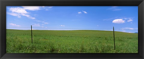 Framed Barbed Wire fence in a field, San Rafael Valley, Arizona, USA Print