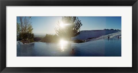 Framed Boy enjoying the hot springs and travertine pool, Pamukkale, Denizli Province, Turkey Print