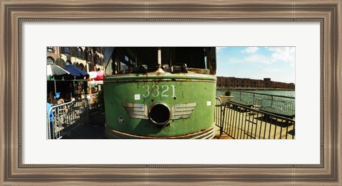 Framed Old train car on display, Red Hook, Brooklyn, Manhattan, New York City, New York State, USA Print