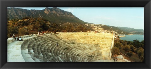 Framed Ancient antique theater at sunset with the Mediterranean sea in the background, Kas, Antalya Province, Turkey Print