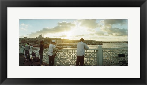 Framed People fishing in the Bosphorus Strait, Marmara Region, Istanbul, Turkey Print