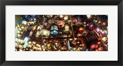 Framed Colorful lamps in the Grand Bazaar, Istanbul, Turkey Print