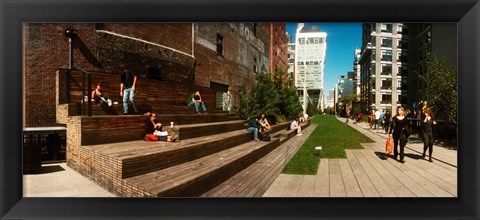 Framed People on the street in a city, High Line, Chelsea, Manhattan, New York City, New York State, USA Print